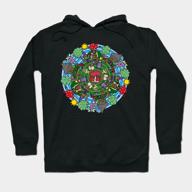 Gnome & Mushroom Mandala Hoodie by gorff